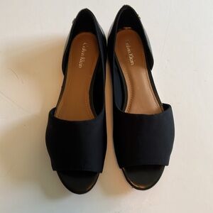 Calvin Klein Black Open-Toe Flats Size 7M